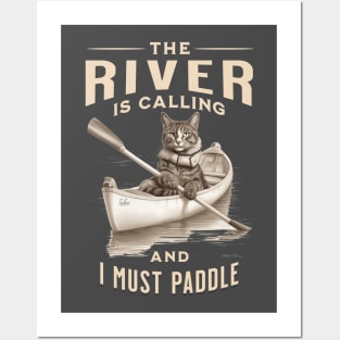 kayaking cat Posters and Art